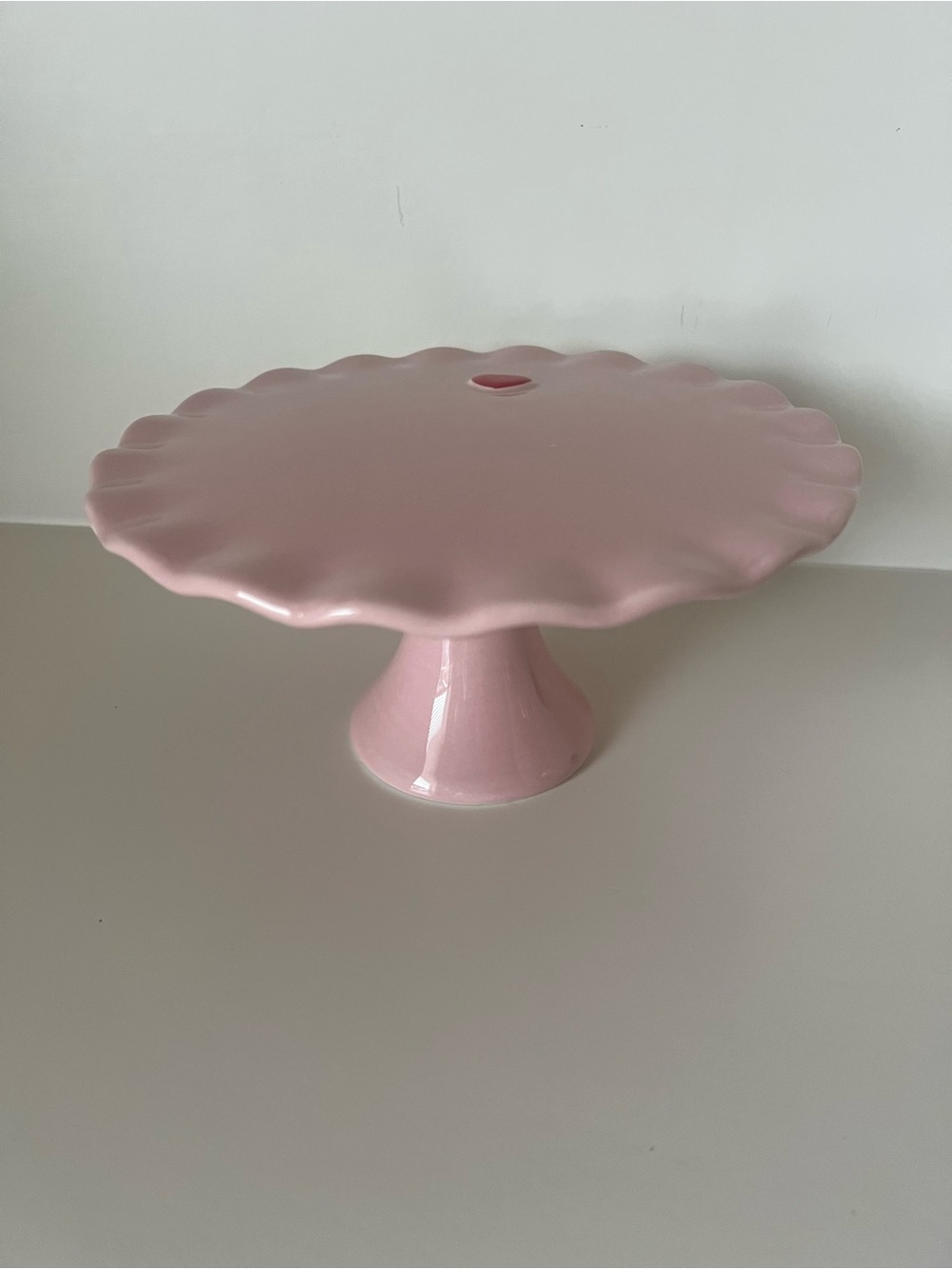 Pink Scalloped Ceramic Dessert Stand